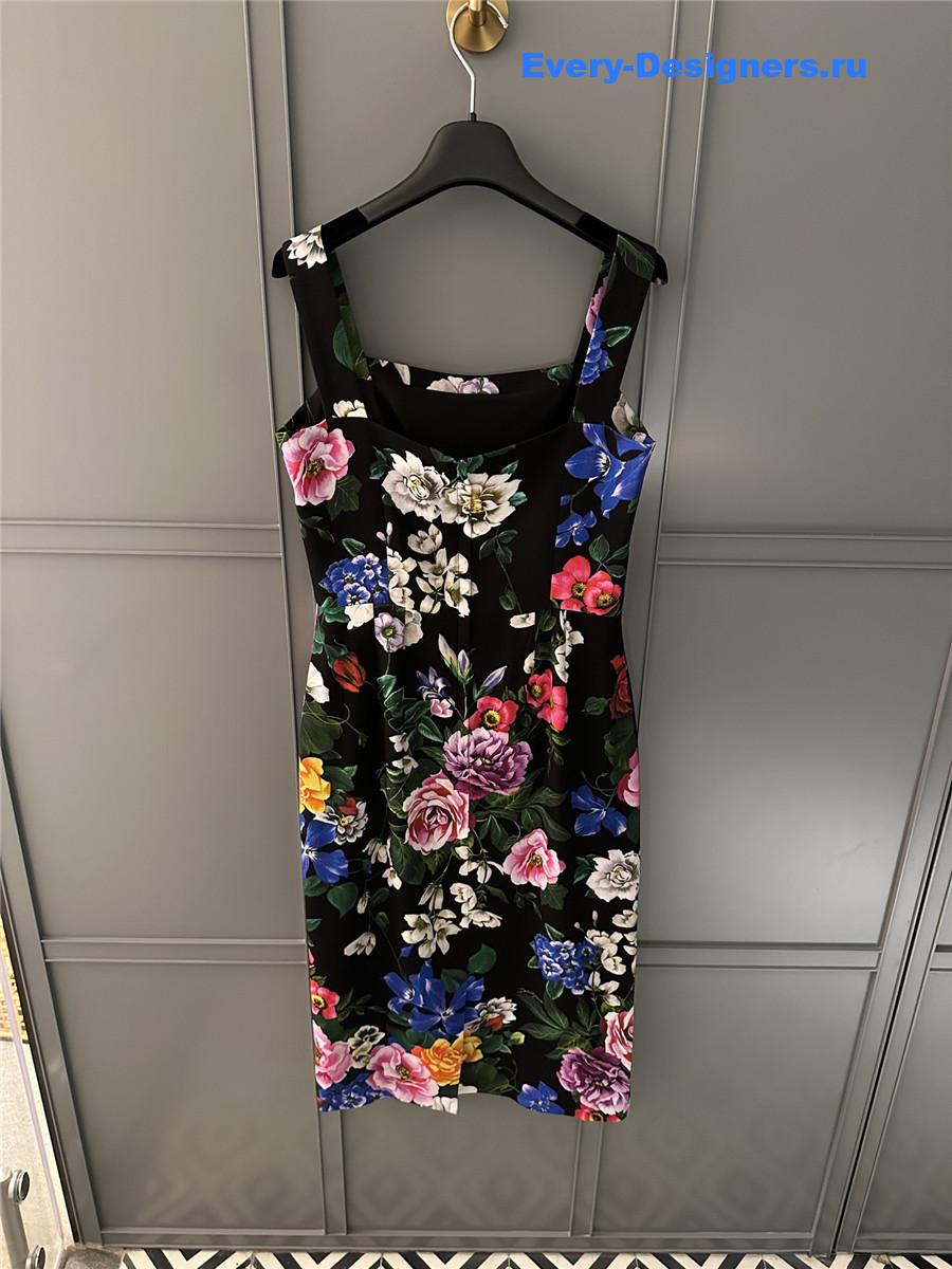 Dolce & Gabbana Black Rose Bustier Dress
