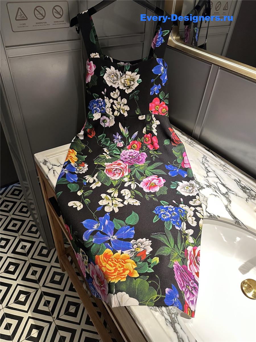 Dolce & Gabbana Black Rose Bustier Dress