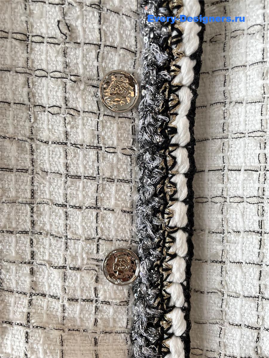 Ch**el tweed white check coat