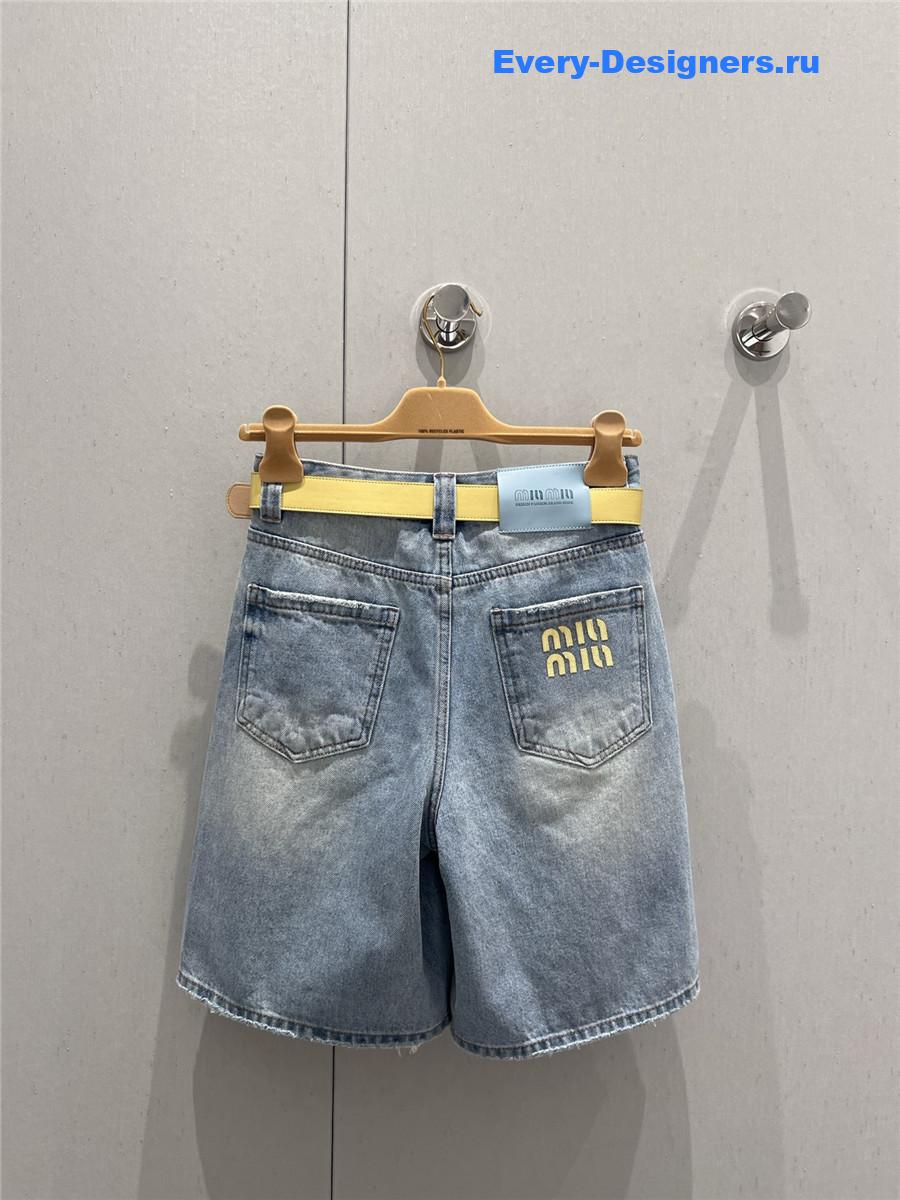 Miu Miu High-Waist Light Blue Denim Shorts