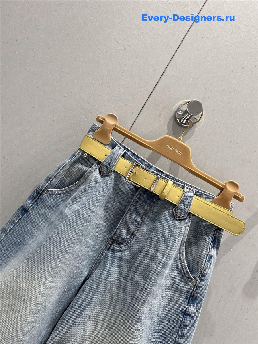 Miu Miu High-Waist Light Blue Denim Shorts