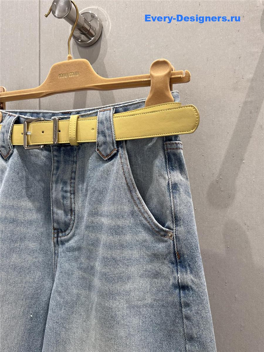 Miu Miu High-Waist Light Blue Denim Shorts