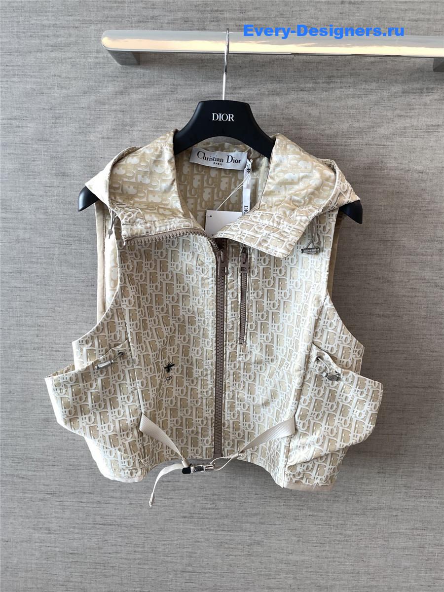 D10r hooded sleeveless vest in beige