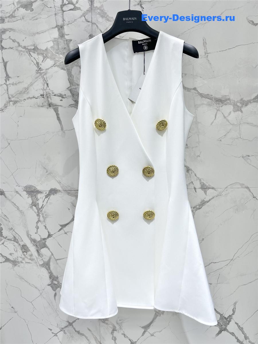 Sa1nt Lau*nt sleeveless blazer dress in white