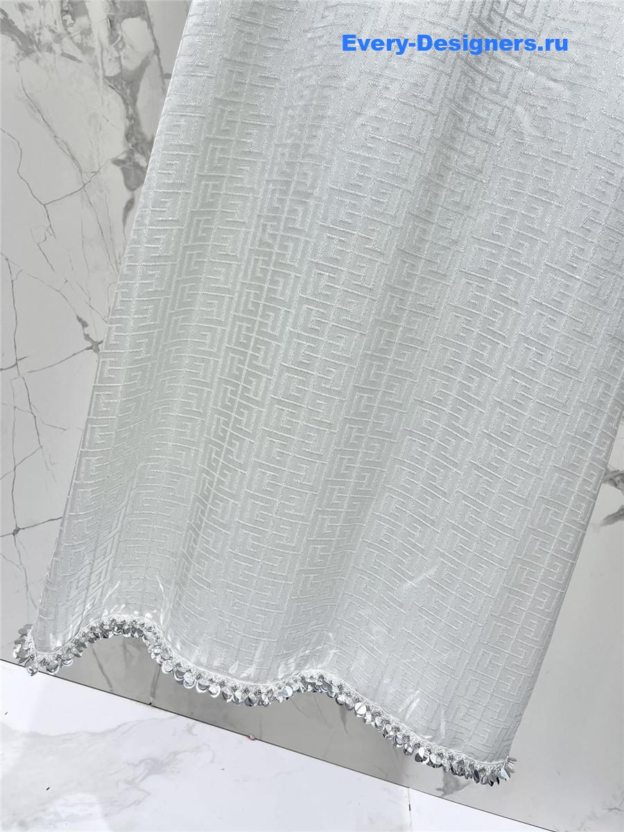 Balmain White Silk Beaded Dress