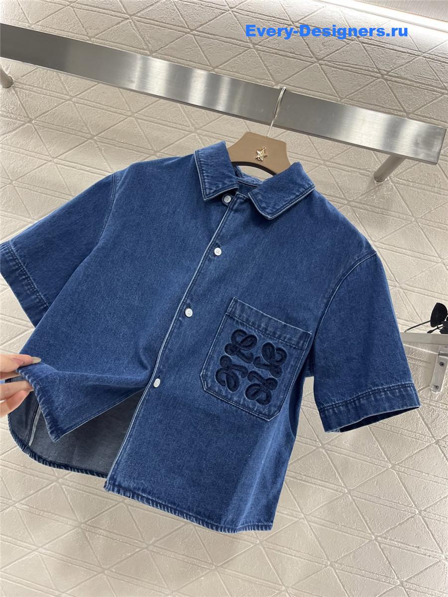 L0ew* denim blue short sleeve shirt