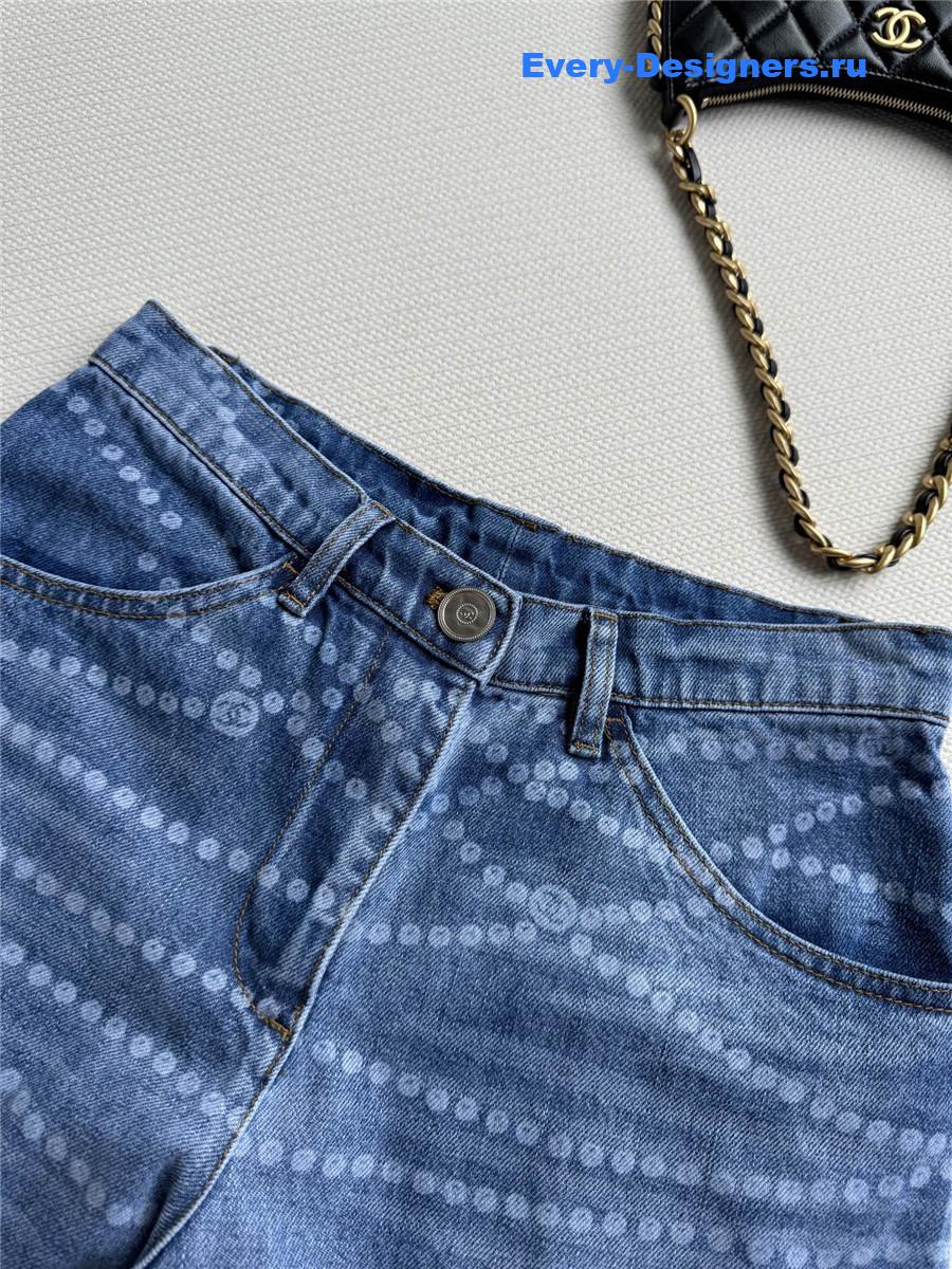 Ch**el laser-permed wide-leg jeans