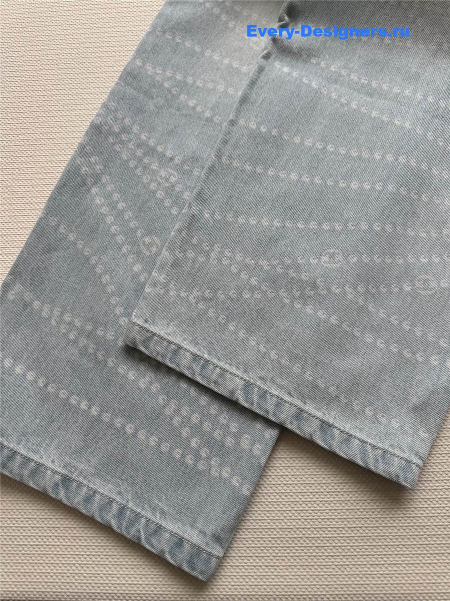 Ch**el light blue wide-leg jeans