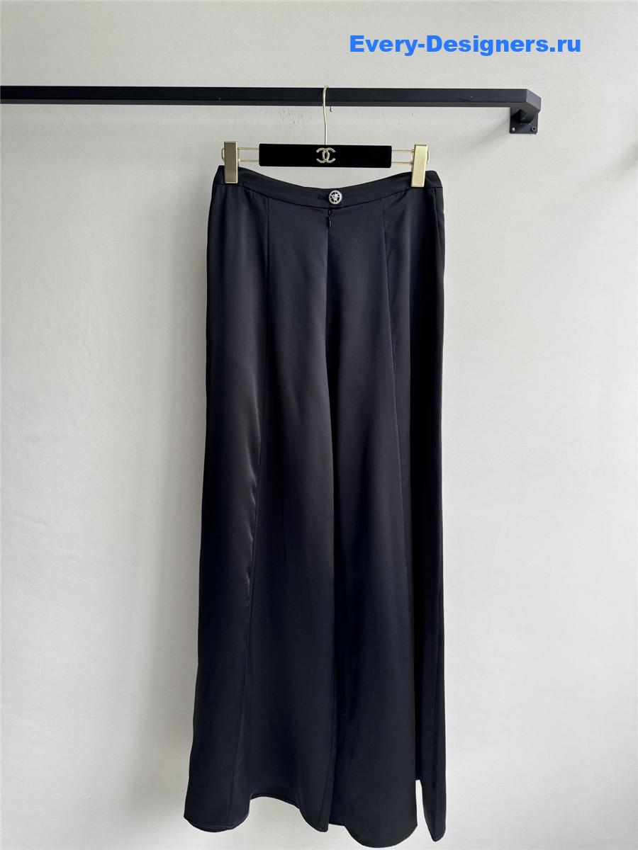 Ch**el black silk wide-leg pants