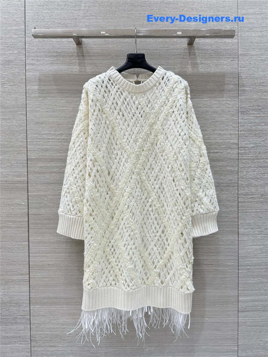 BC sequin-embellished Cashmere Dress White
