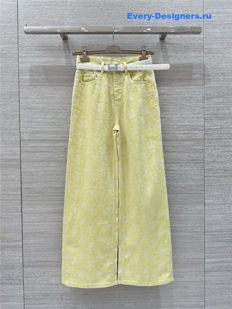 H**me5 yellow jacquard denim pants