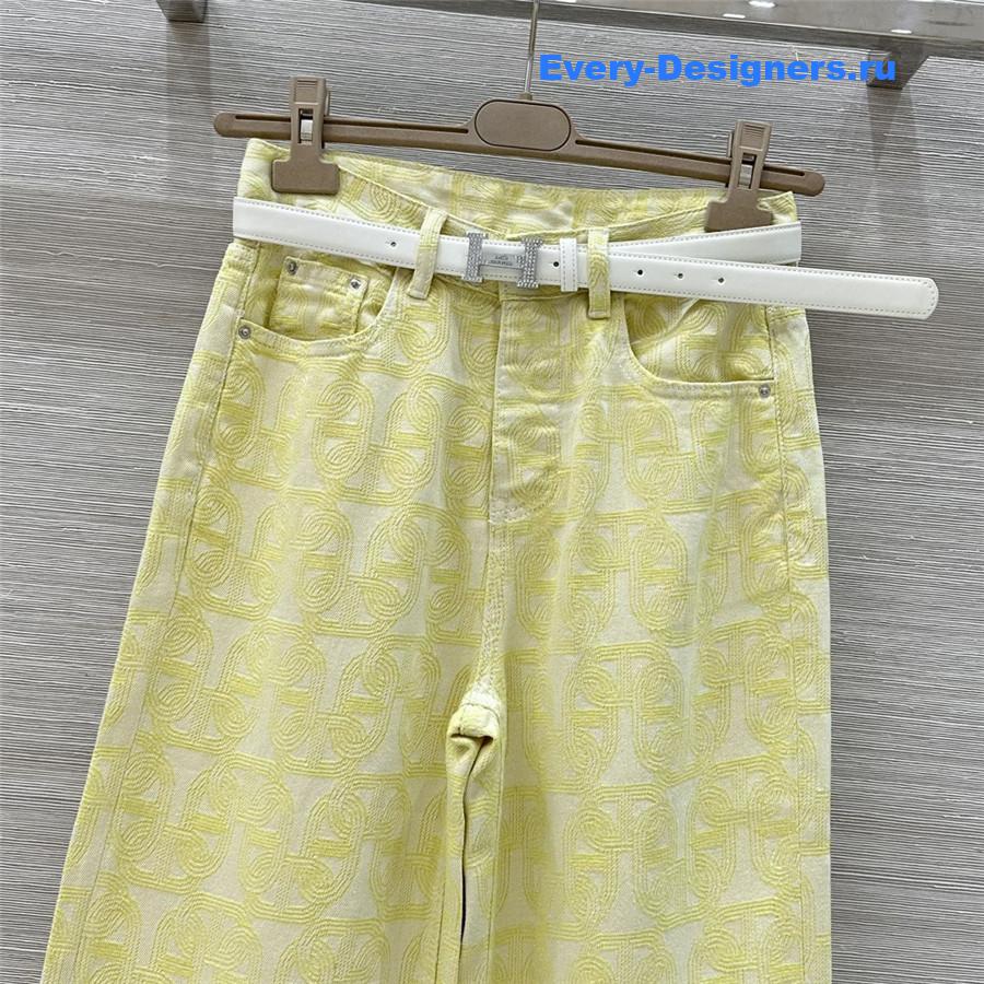 H**me5 yellow jacquard denim pants
