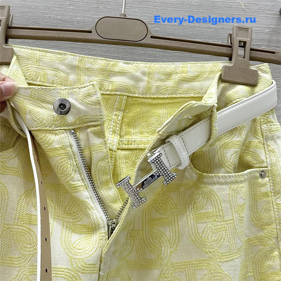 H**me5 yellow jacquard denim pants