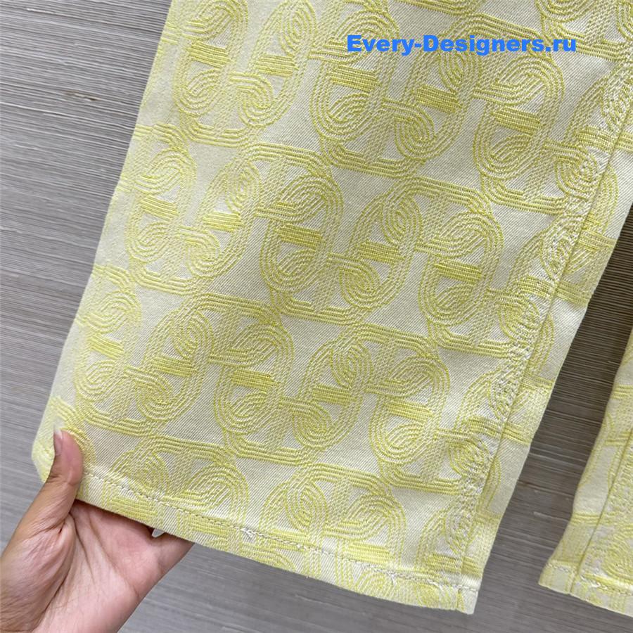 H**me5 yellow jacquard denim pants