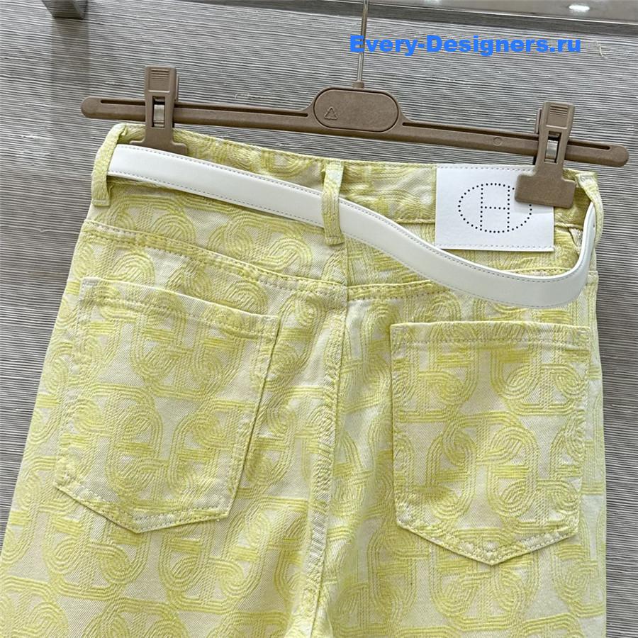 H**me5 yellow jacquard denim pants
