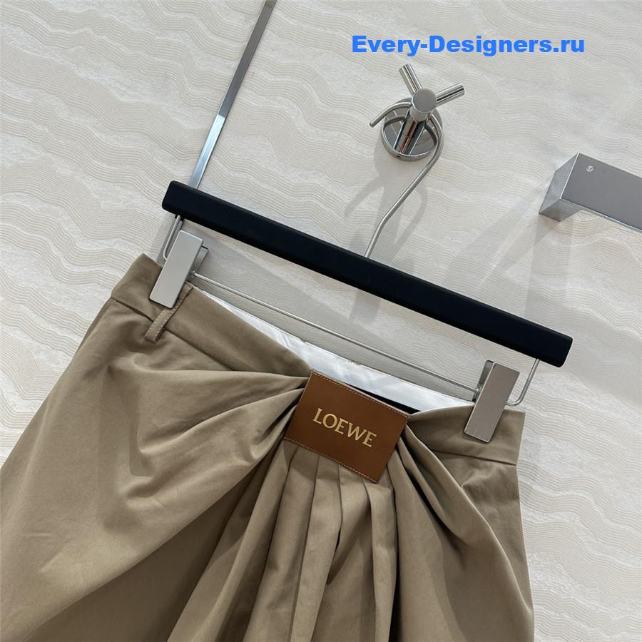 L0ew* brown cotton-silk draped skirt