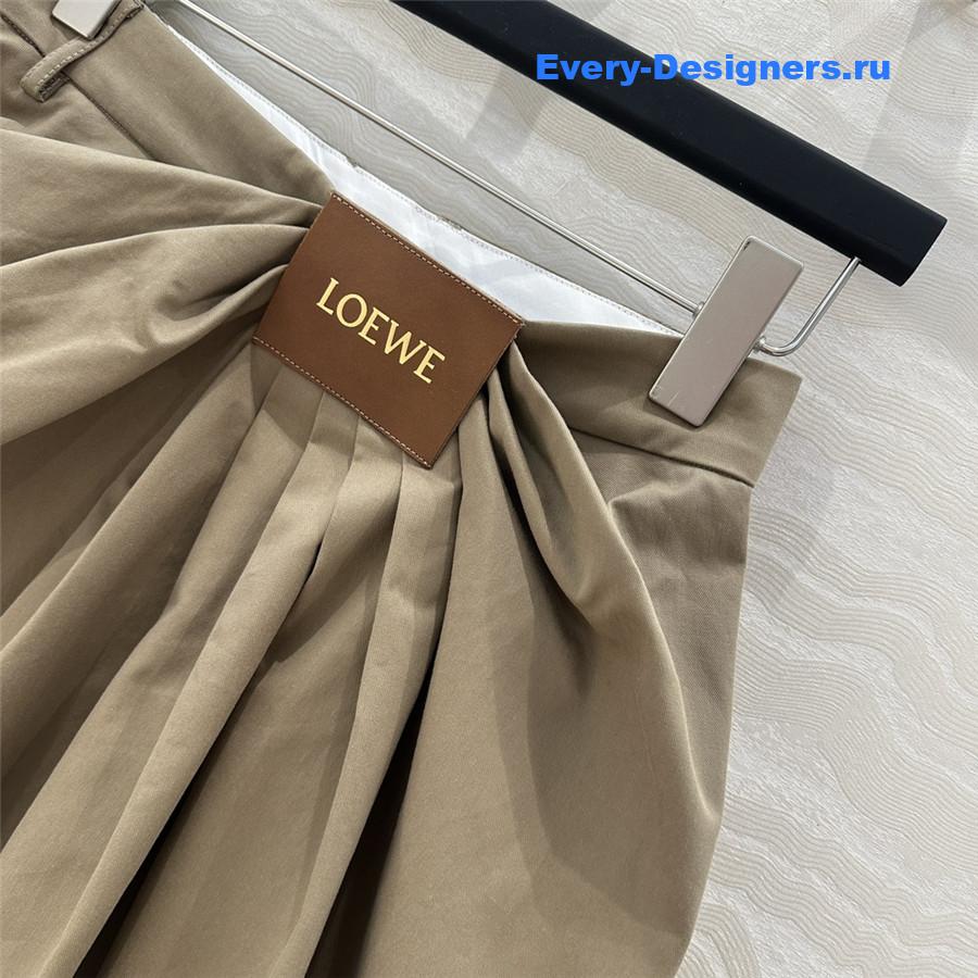 L0ew* brown cotton-silk draped skirt
