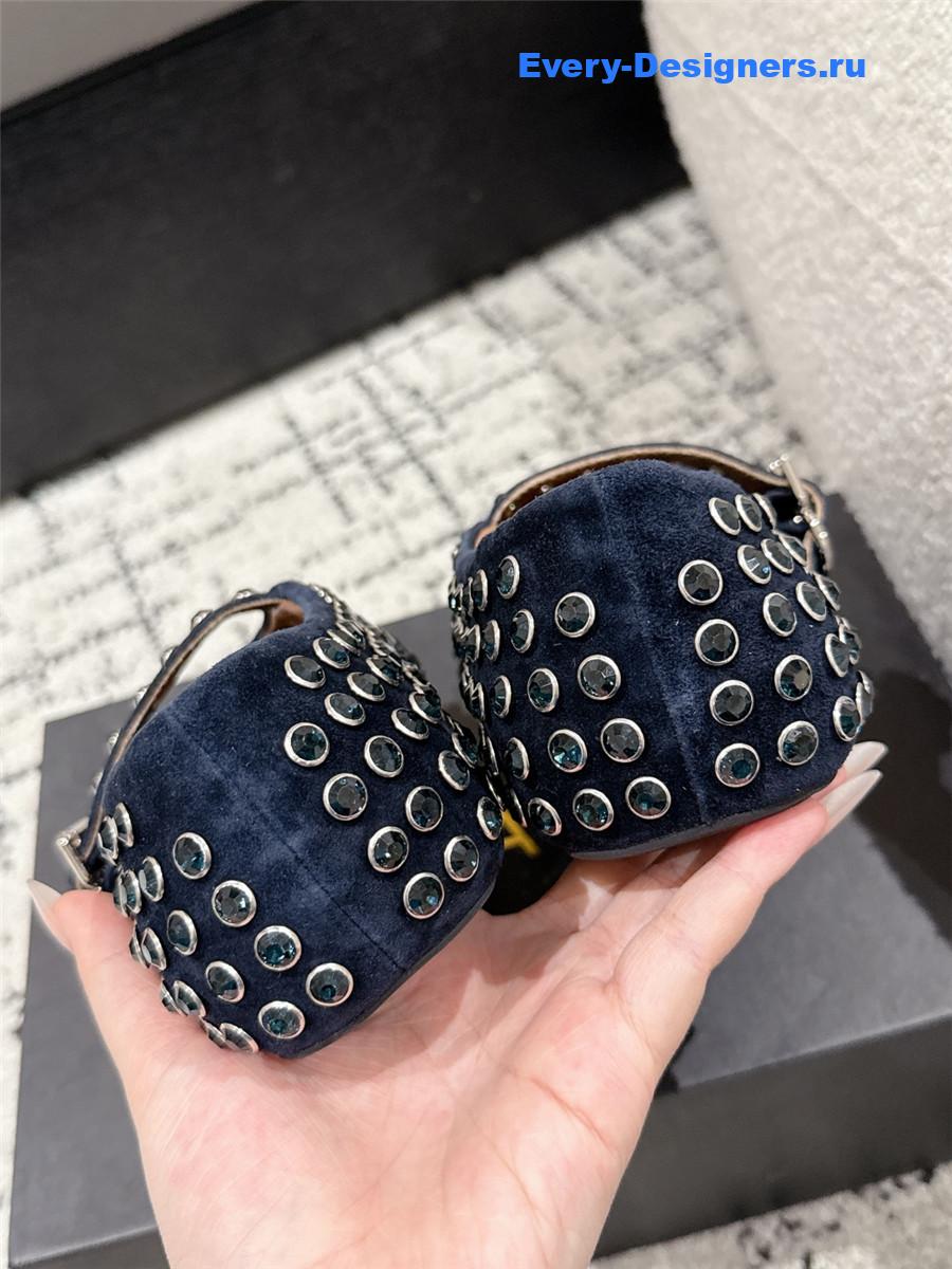 ALAÏA Garnet Blue Strass Ballet Flats