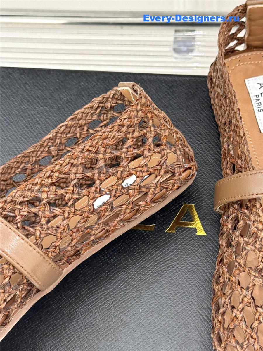 ALAÏA Beige Woven Mesh Ballet Flats