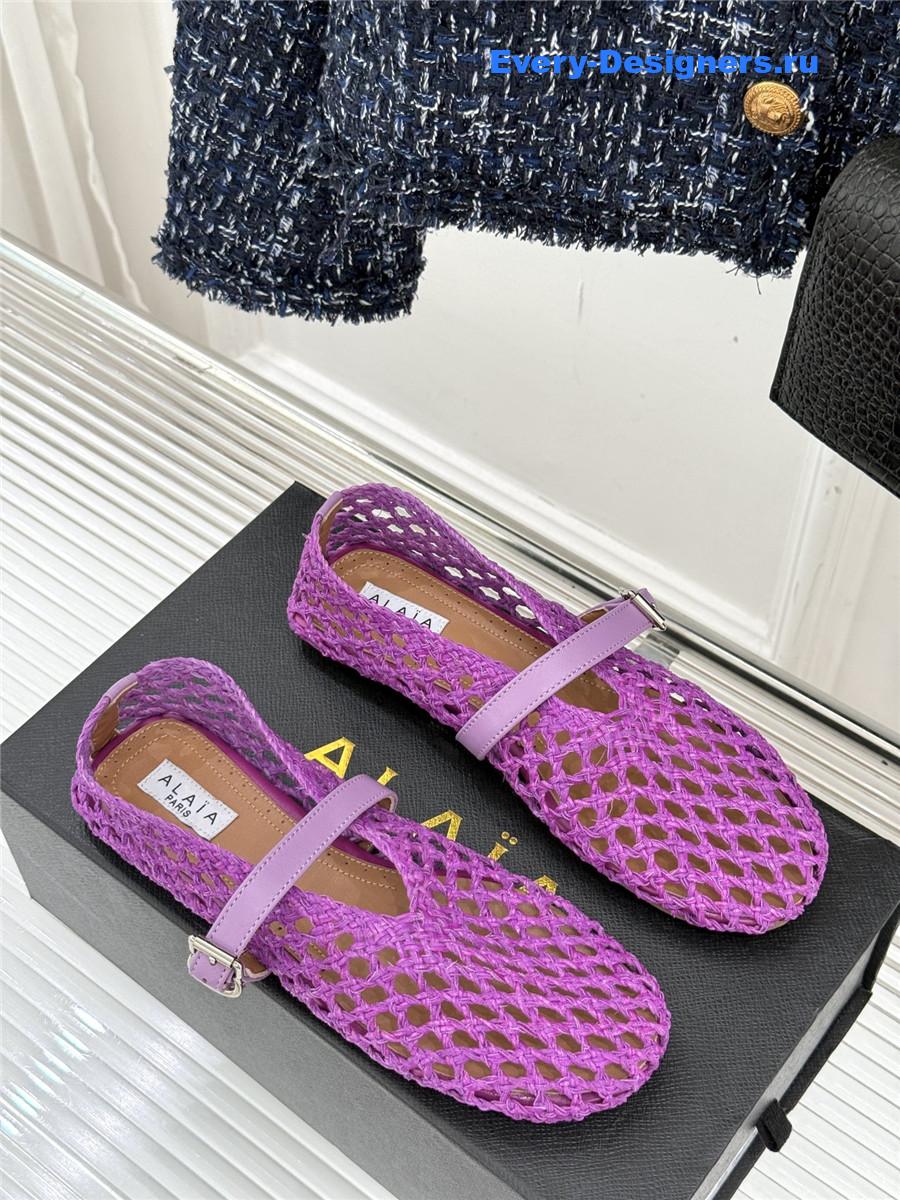 ALAÏA Purple Woven Mesh Ballet Flats