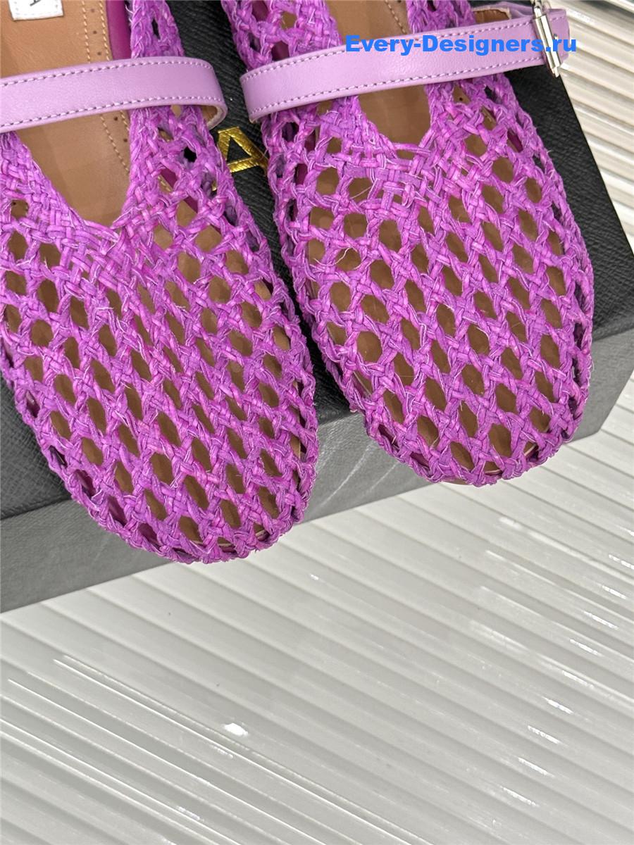 ALAÏA Purple Woven Mesh Ballet Flats