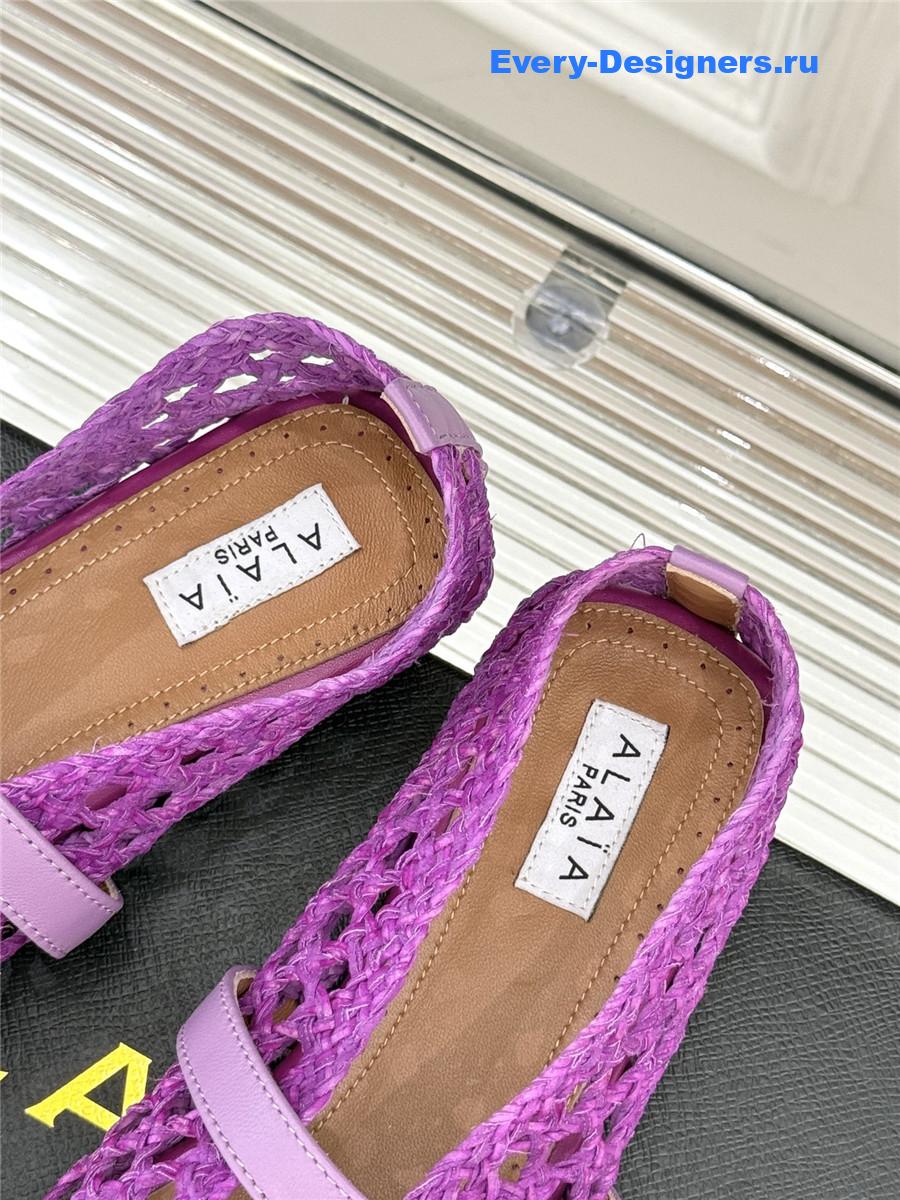 ALAÏA Purple Woven Mesh Ballet Flats