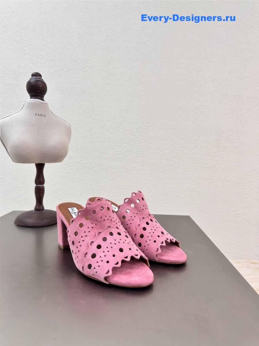Alaïa Vienne Pink Leather Mules