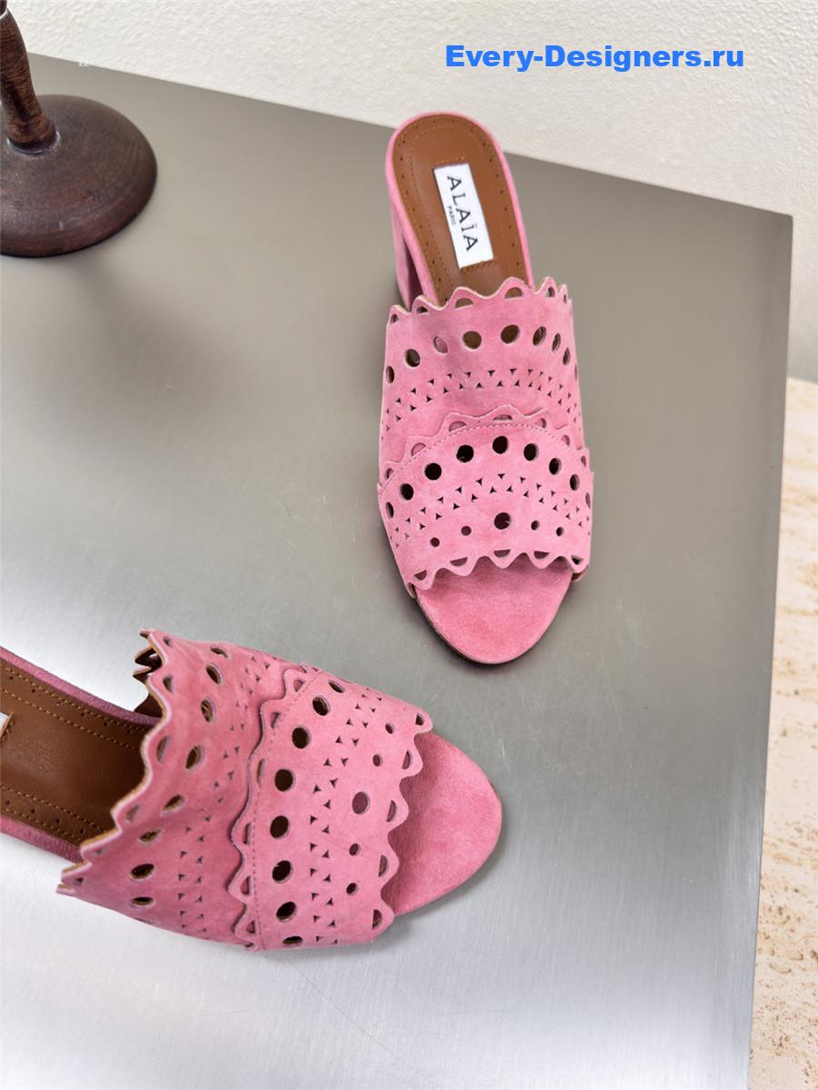Alaïa Vienne Pink Leather Mules
