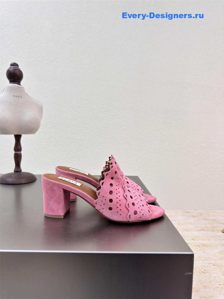 Alaïa Vienne Pink Leather Mules