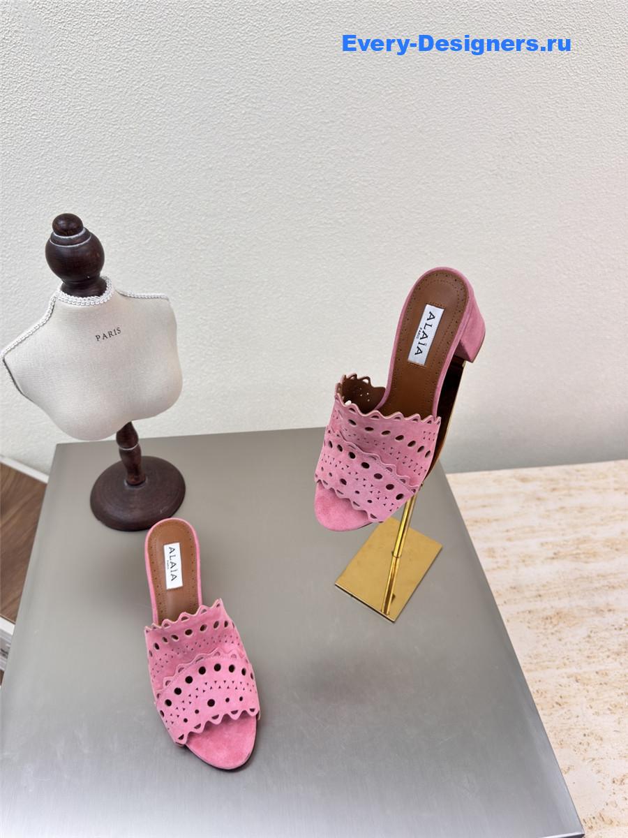 Alaïa Vienne Pink Leather Mules
