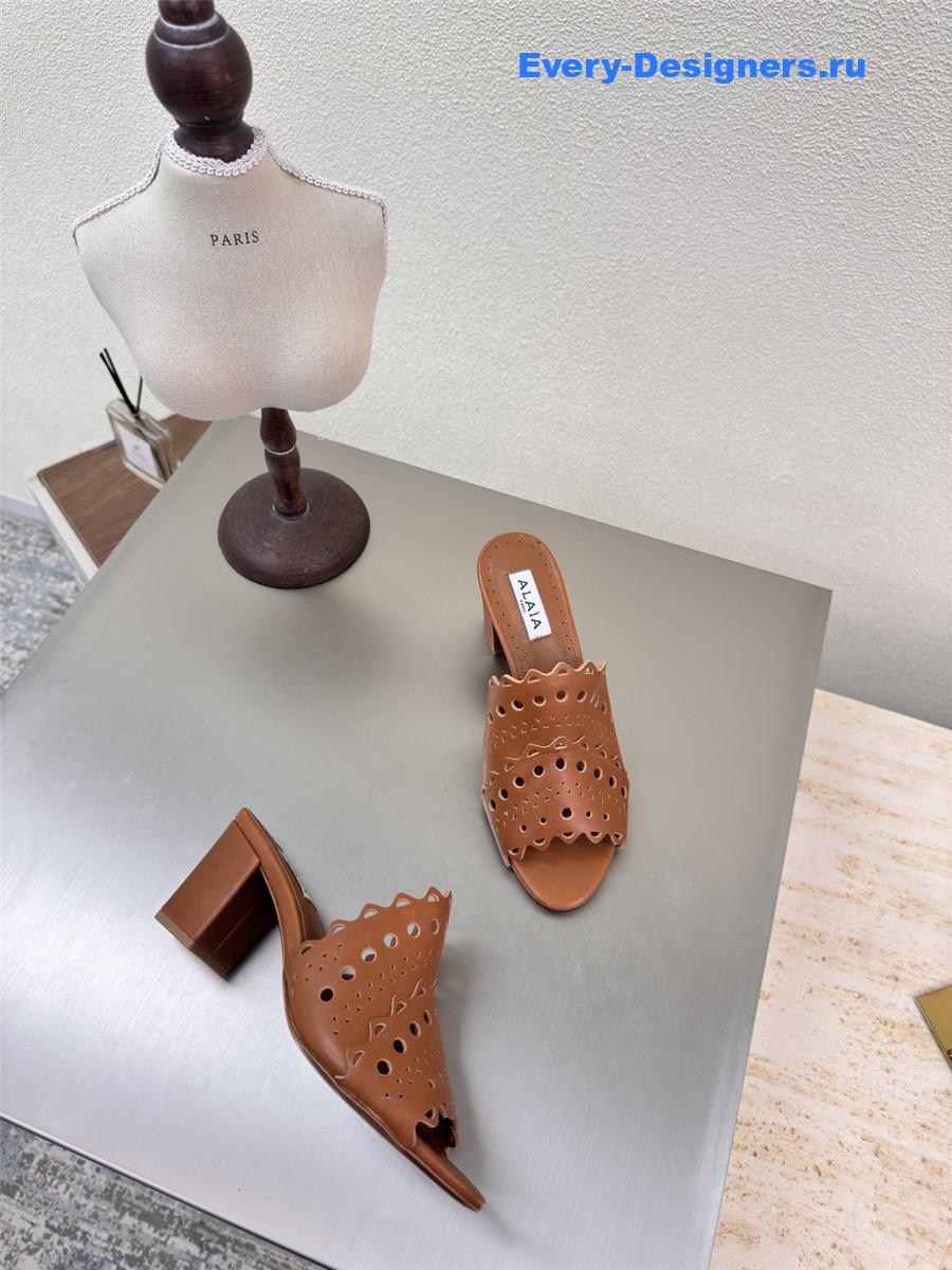 Alaïa Vienne Brown Leather Mules