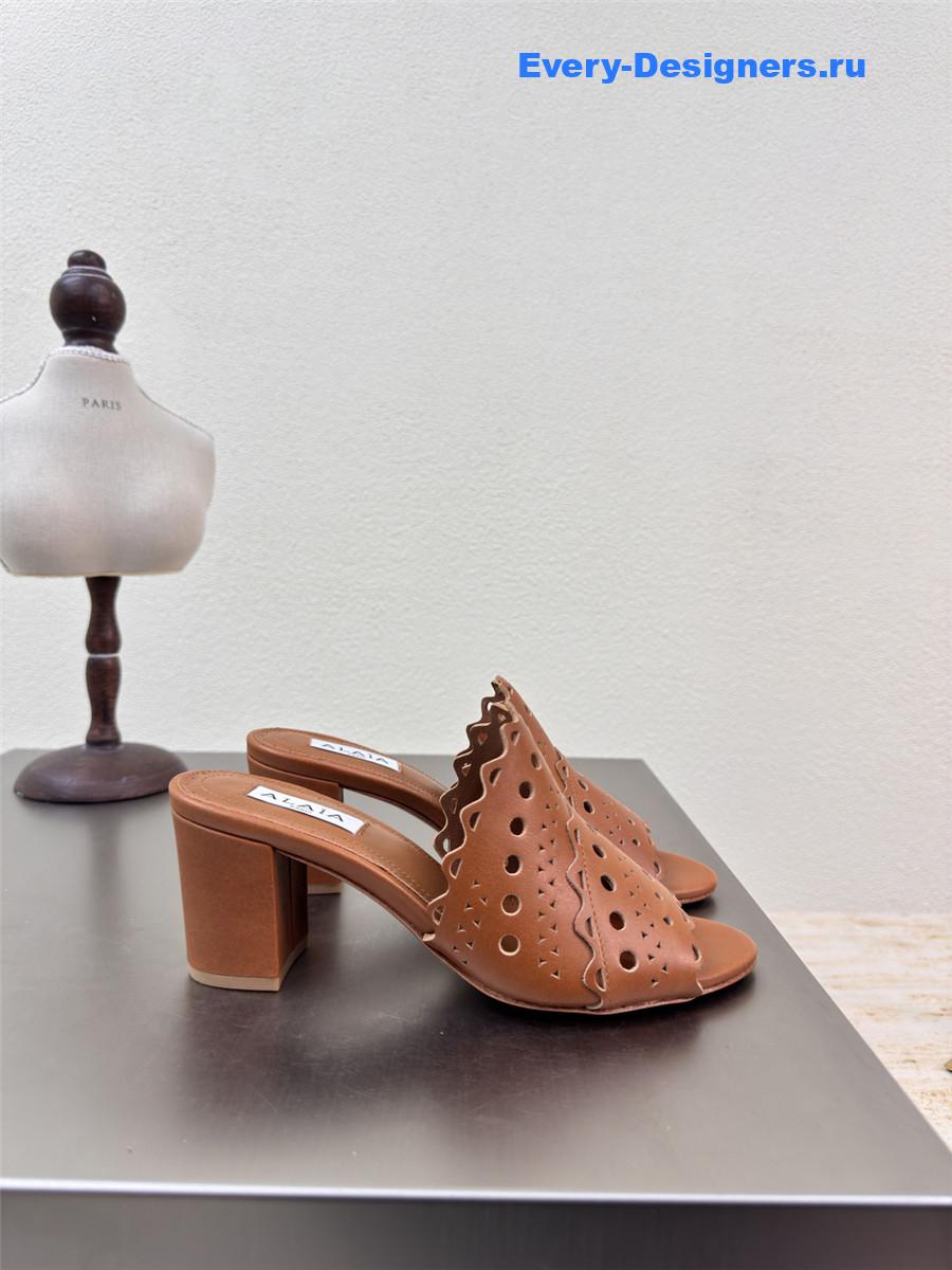 Alaïa Vienne Brown Leather Mules