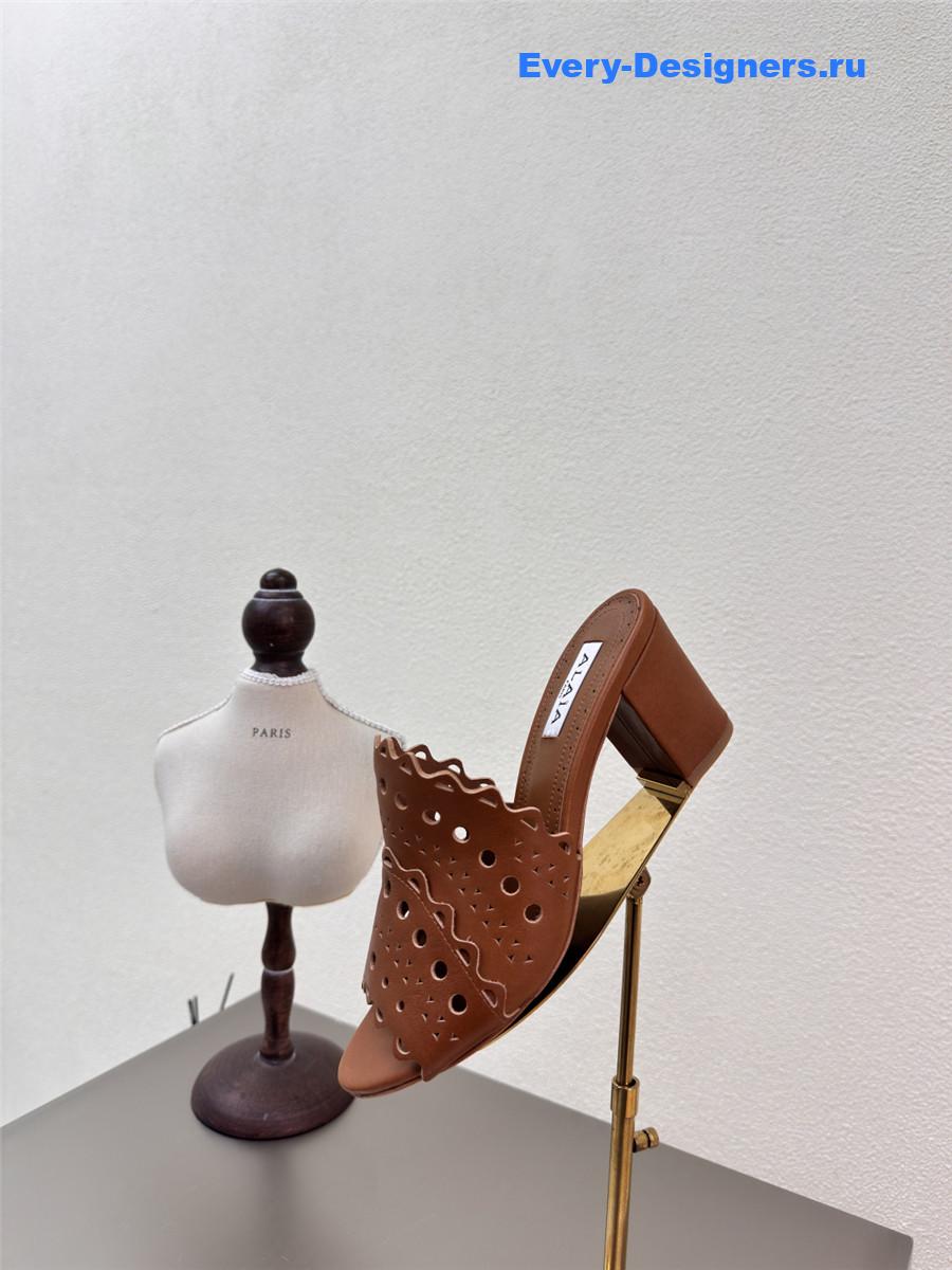 Alaïa Vienne Brown Leather Mules