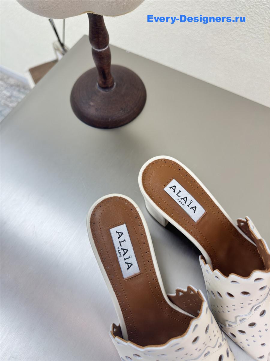 Alaïa Vienne White Leather Mules