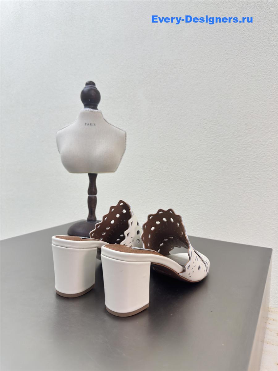 Alaïa Vienne White Leather Mules