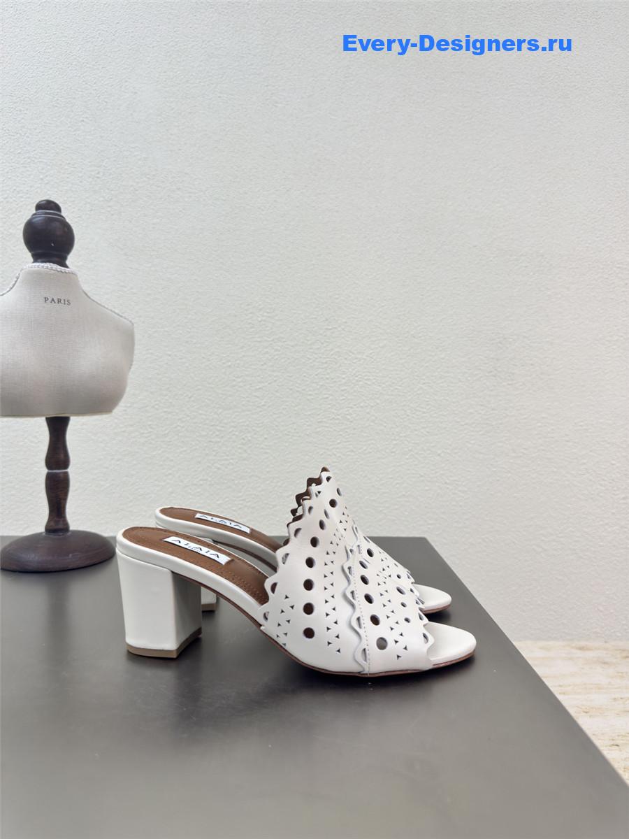 Alaïa Vienne White Leather Mules