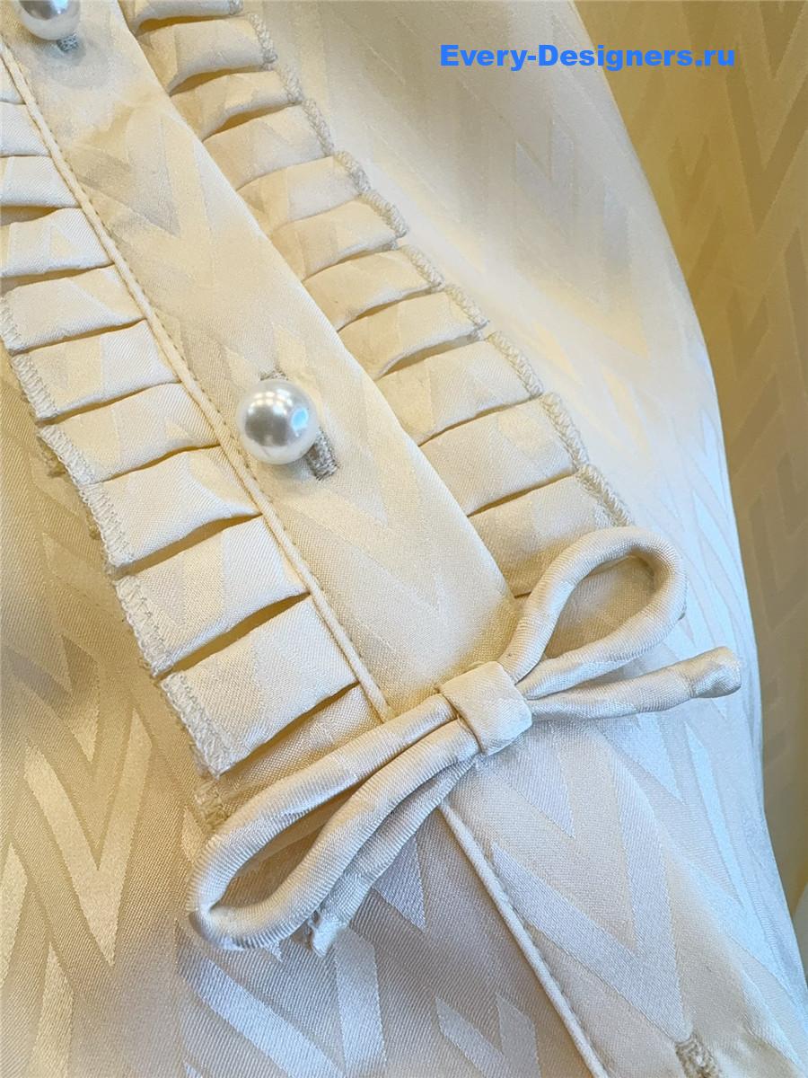 Va1e*ntin0 grid silk ruffle shirt