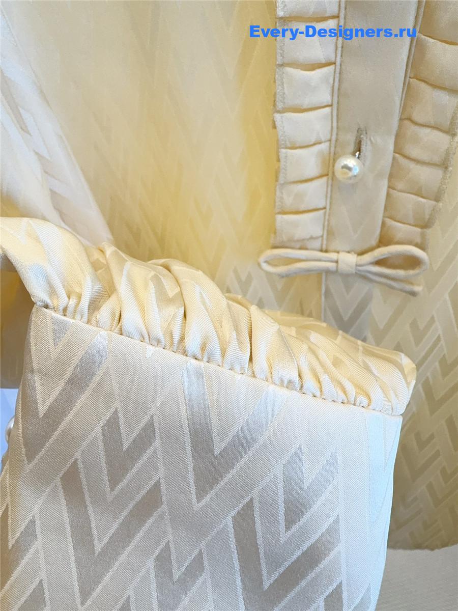 Va1e*ntin0 grid silk ruffle shirt