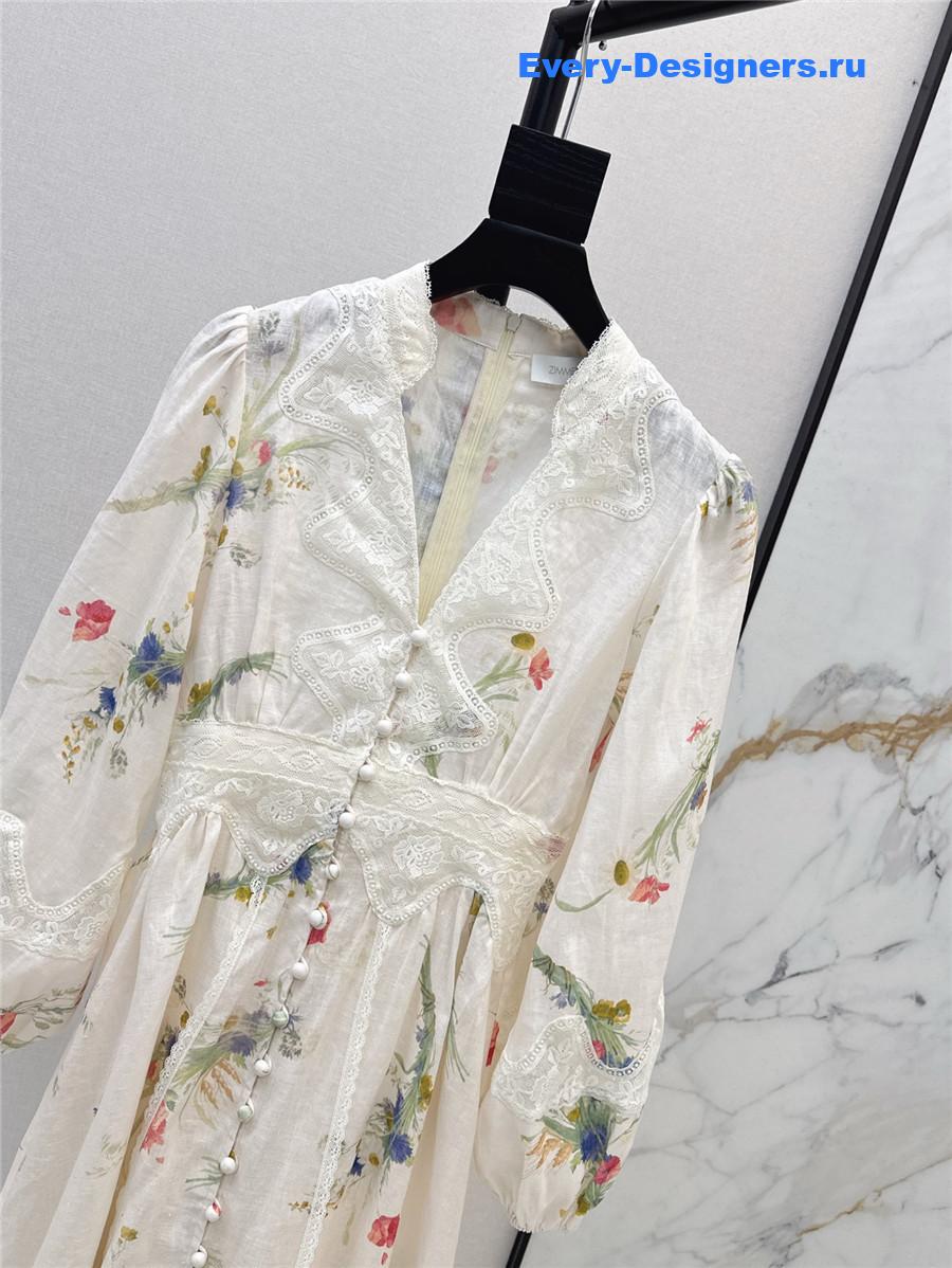 Zimm Lucky Lace Plunge Midi Dress