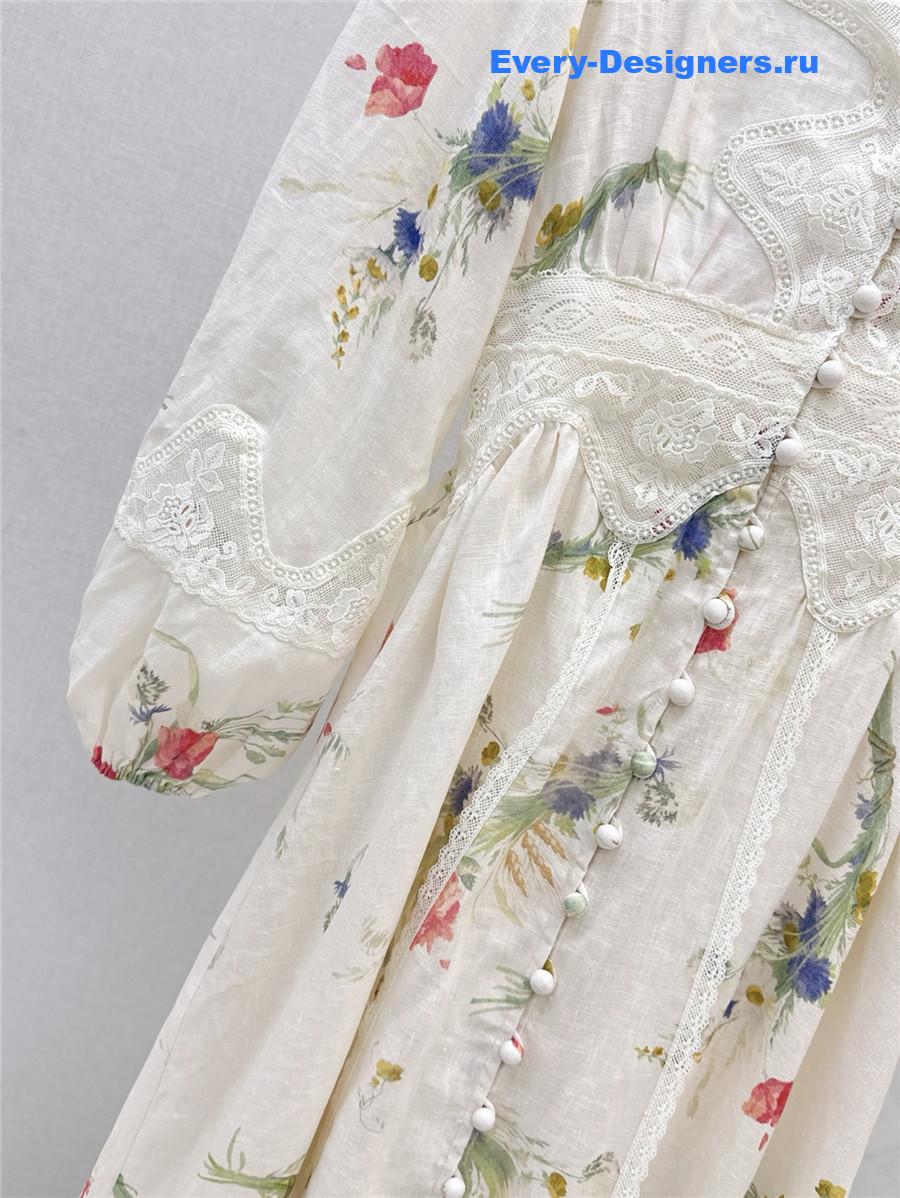 Zimm Lucky Lace Plunge Midi Dress