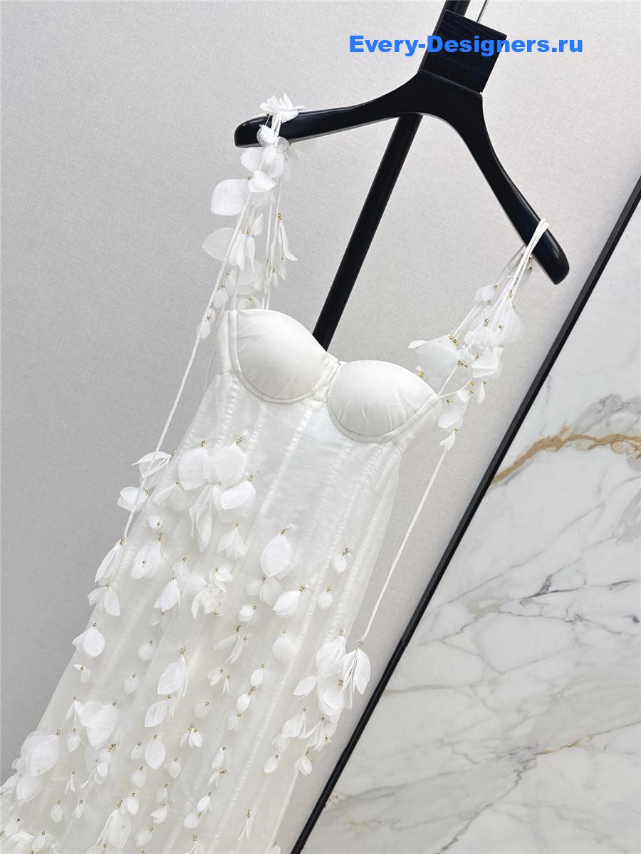 Zimm White Petal Midi Dress