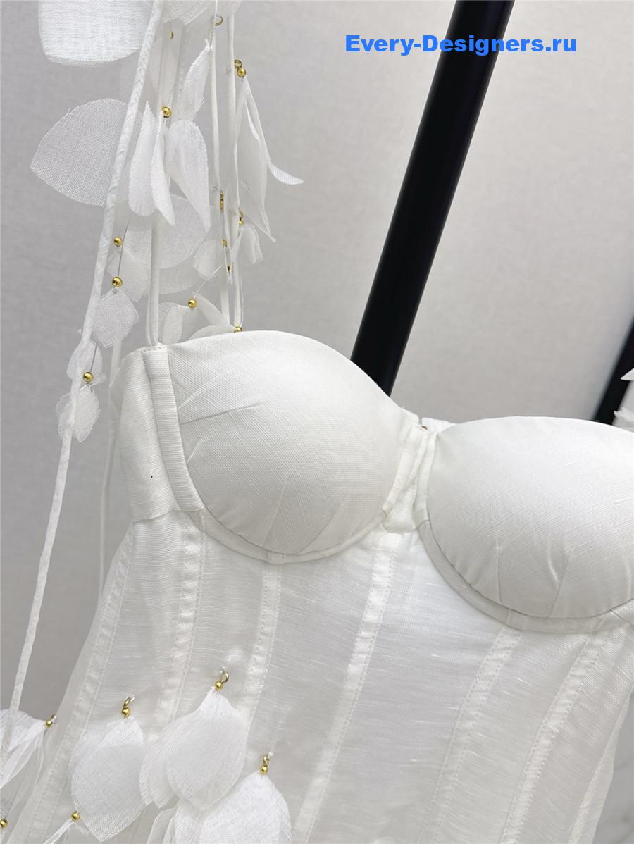 Zimm White Petal Midi Dress