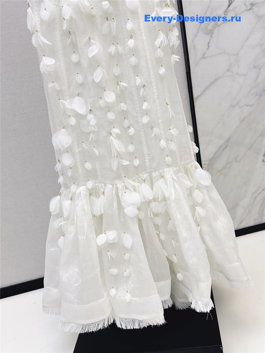 Zimm White Petal Midi Dress
