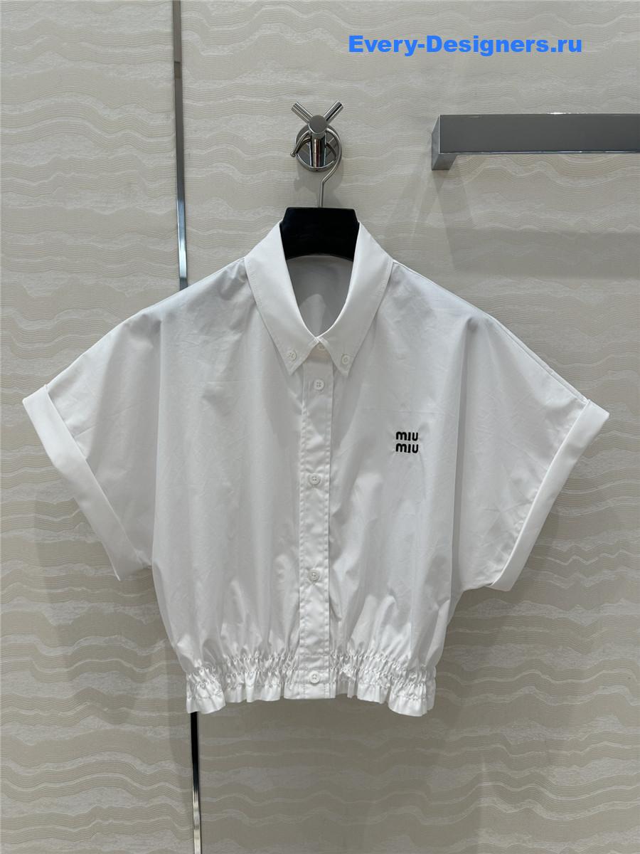 Miu Miu Cropped Cotton Shirt White