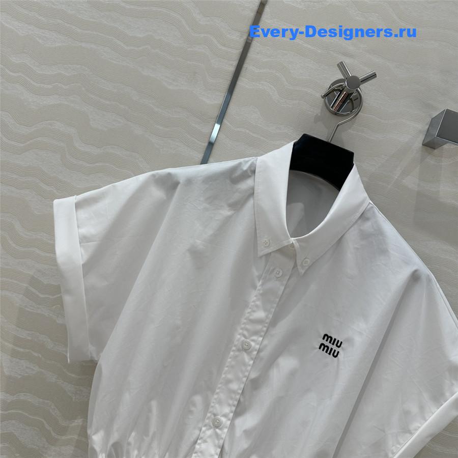 Miu Miu Cropped Cotton Shirt White