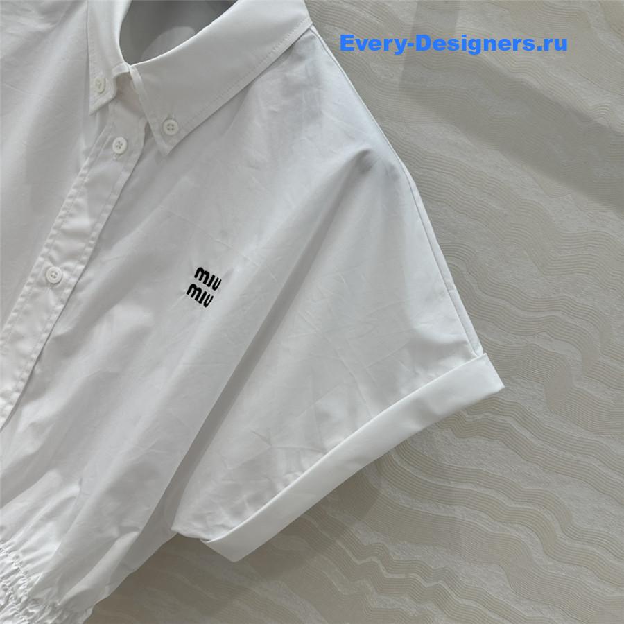 Miu Miu Cropped Cotton Shirt White