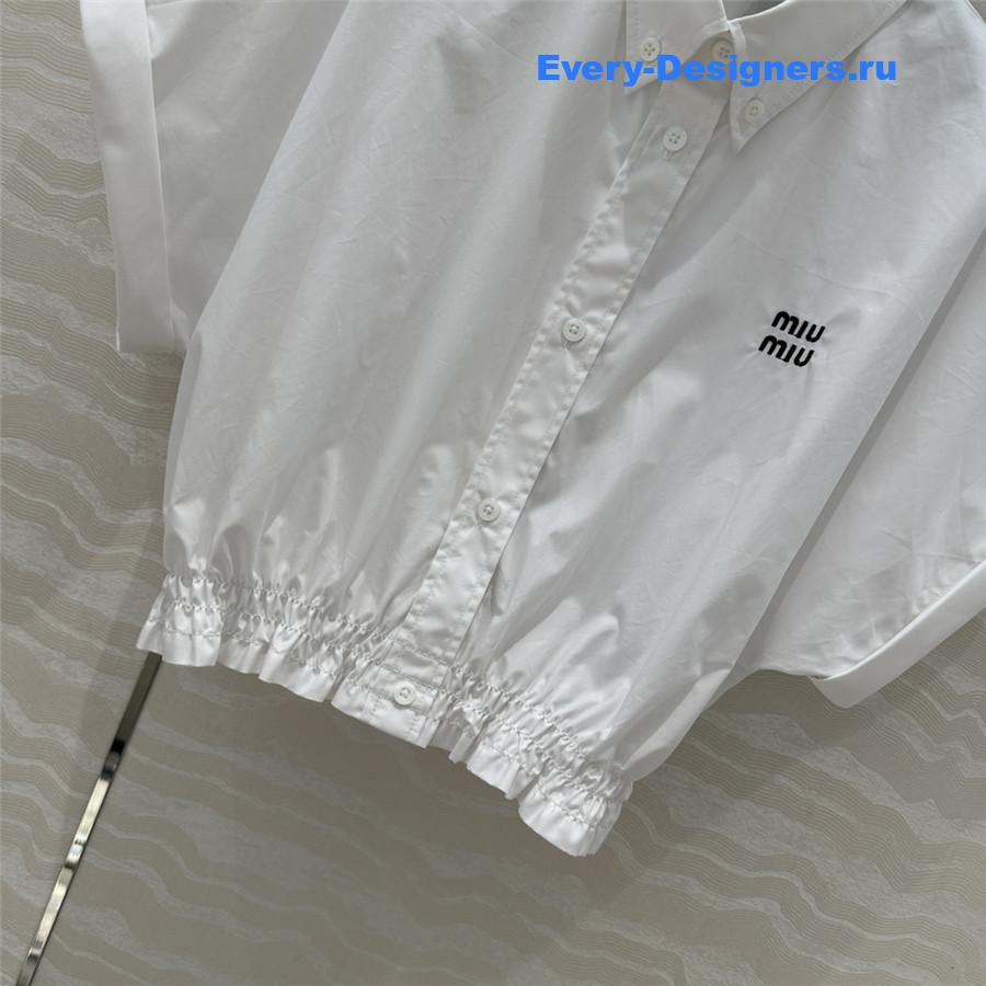 Miu Miu Cropped Cotton Shirt White