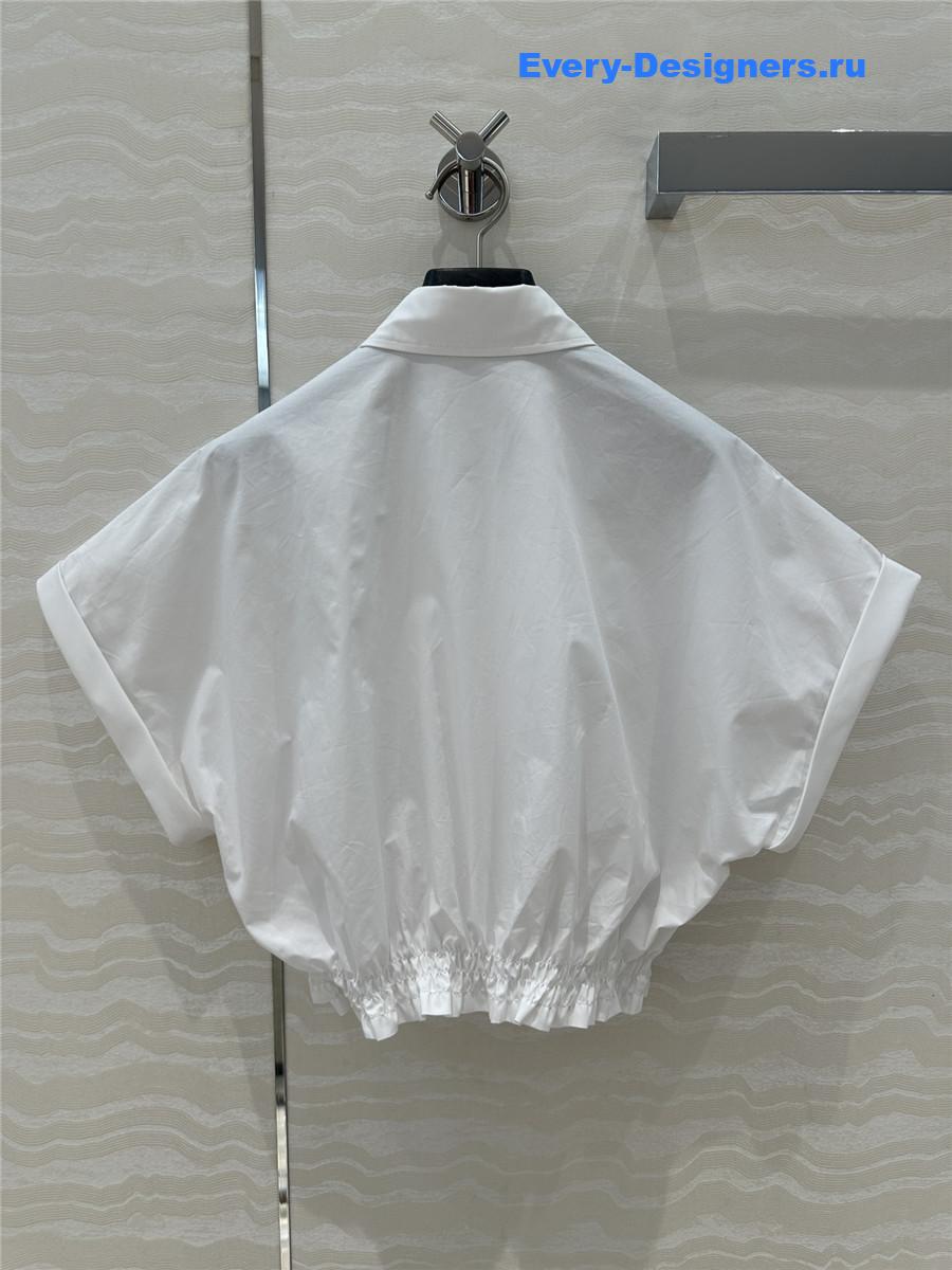 Miu Miu Cropped Cotton Shirt White