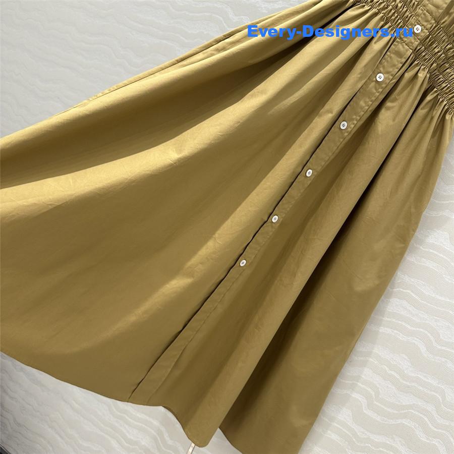 Miu Miu Silk Shirtdress In Brown