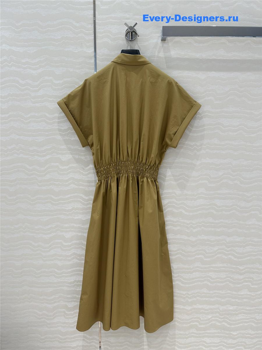 Miu Miu Silk Shirtdress In Brown
